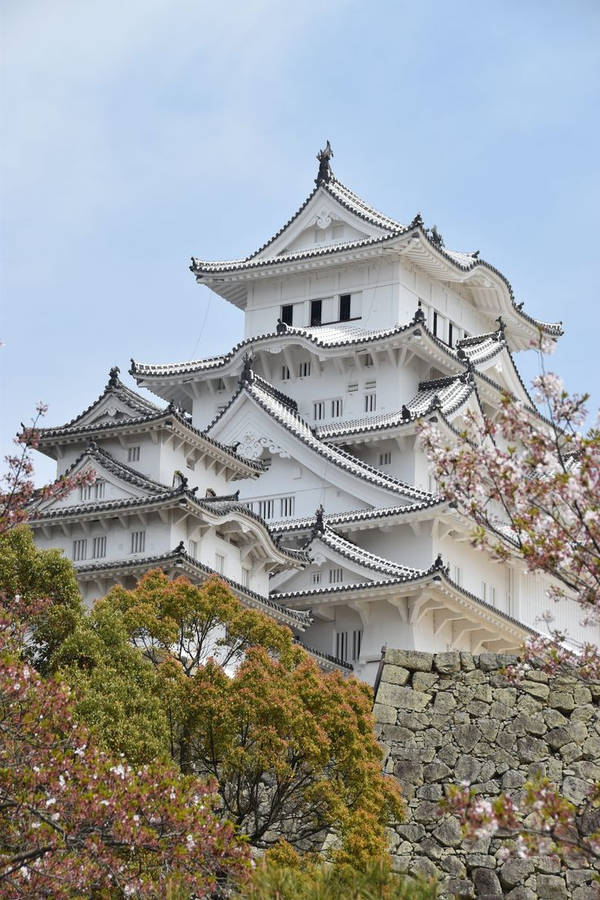 Majestic Himeji Castle Portrait Wallpaper