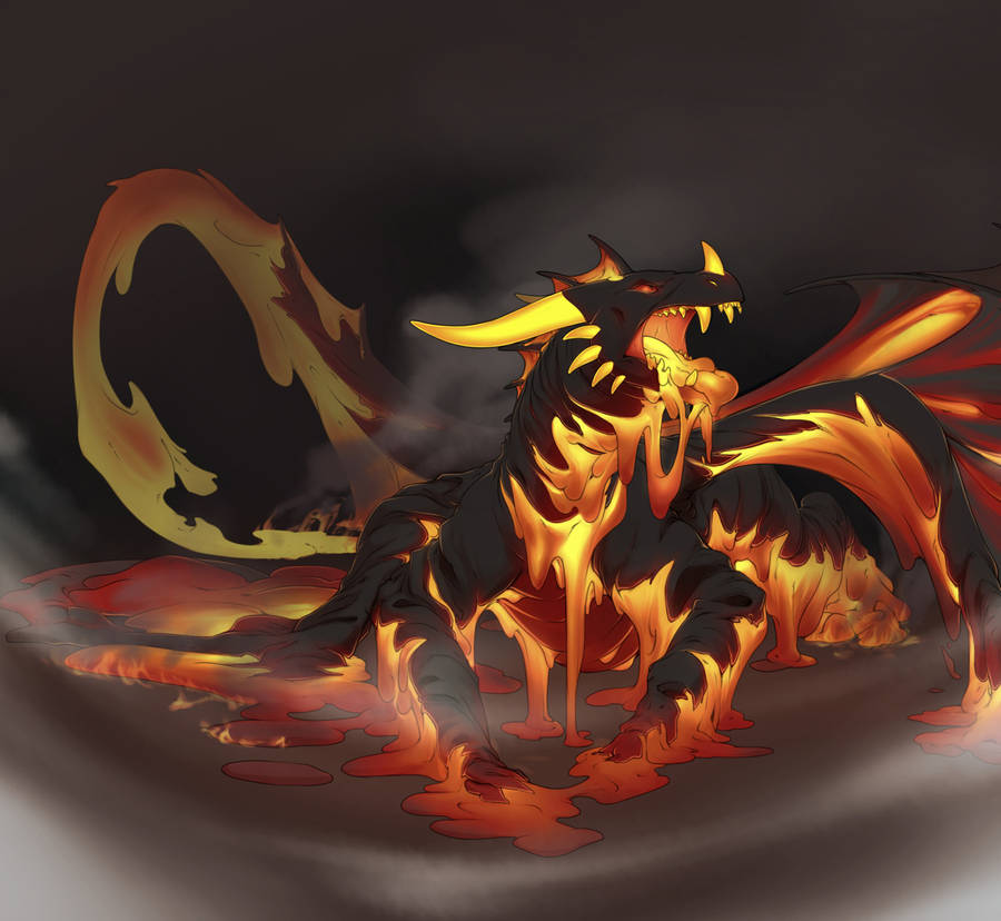 Majestic Lava Dragon In Full Glory Wallpaper