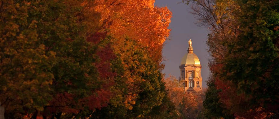 Majestic Panoramic View Of University Of Notre Dame Wallpaper