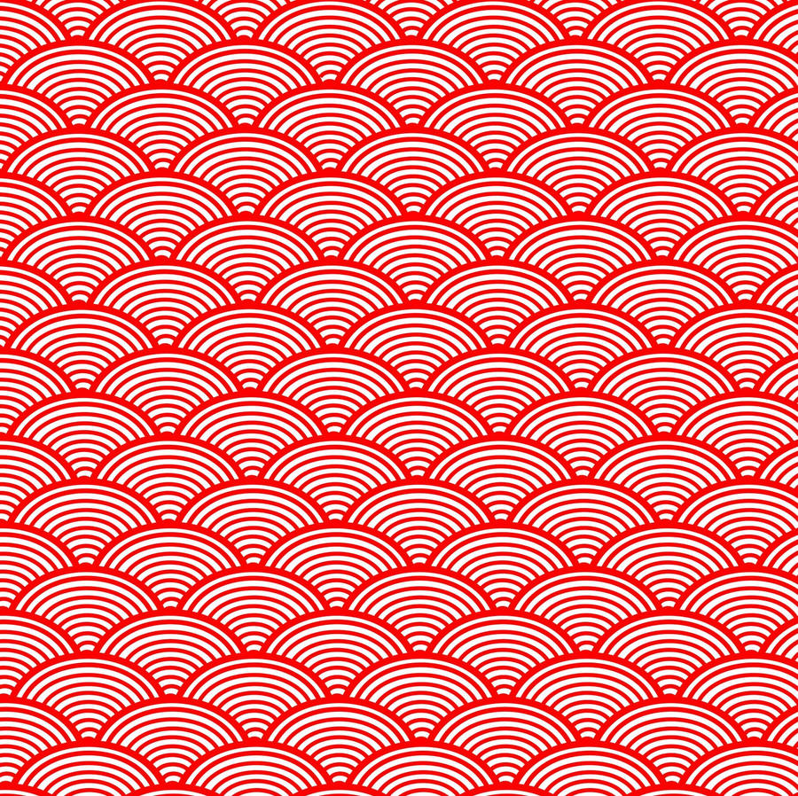 Majestic Red & White Japanese Waves Wallpaper