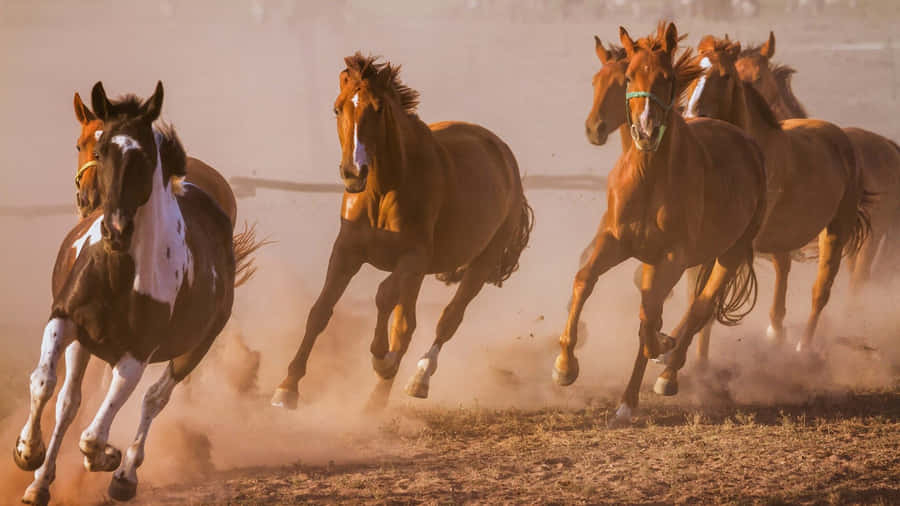 Majestic Seven Horses Captured Mid-gallop Wallpaper