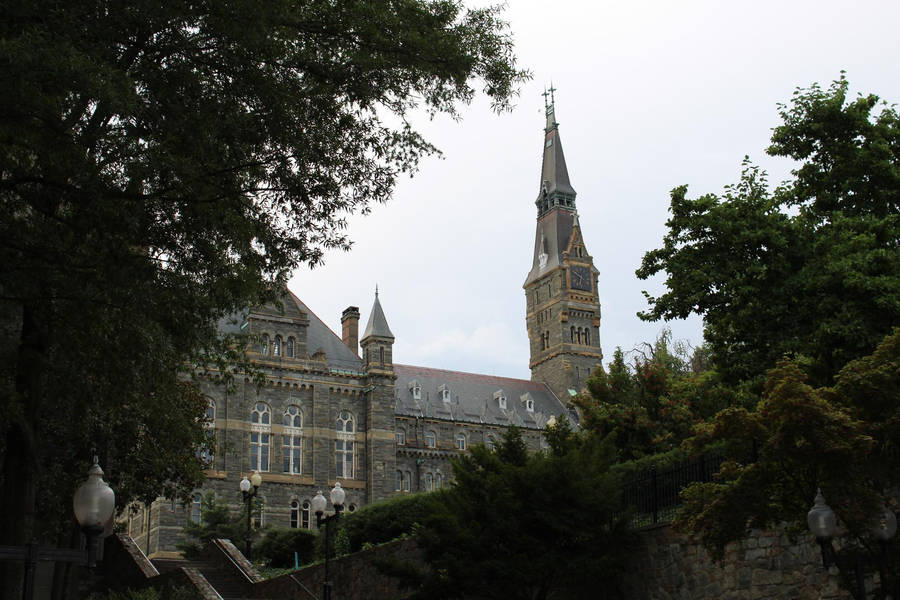 Majestic Spire Of Georgetown University Building Wallpaper