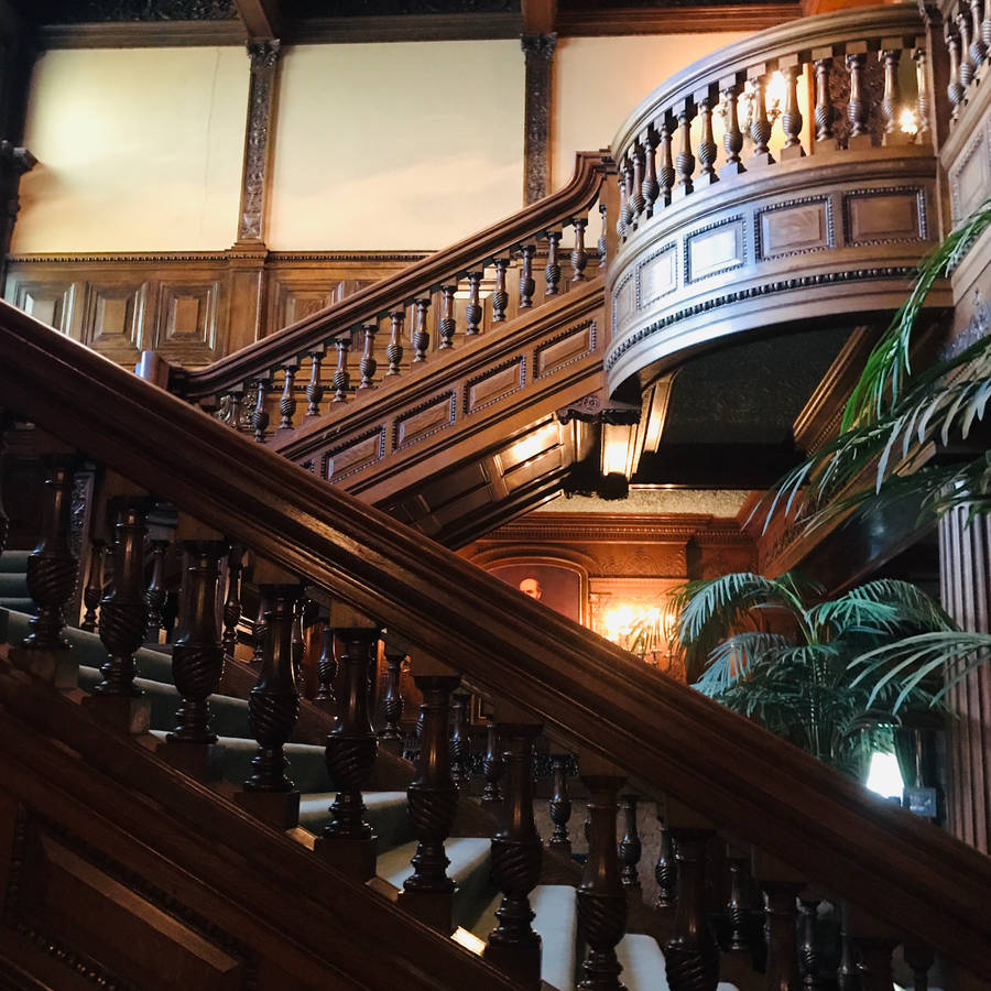 Majestic Stairs Of The James J. Hill House In Minneapolis Wallpaper