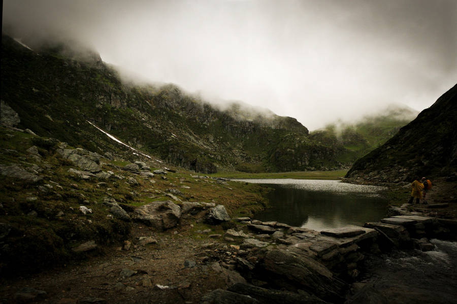 Majestic View Of Lake And Mountains In The Dim Light Wallpaper