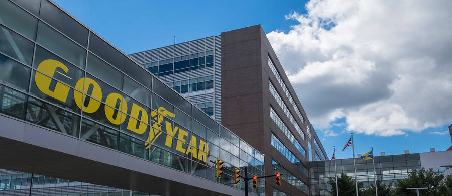 Majestic View Of The Goodyear Headquarters In Akron, Ohio. Wallpaper