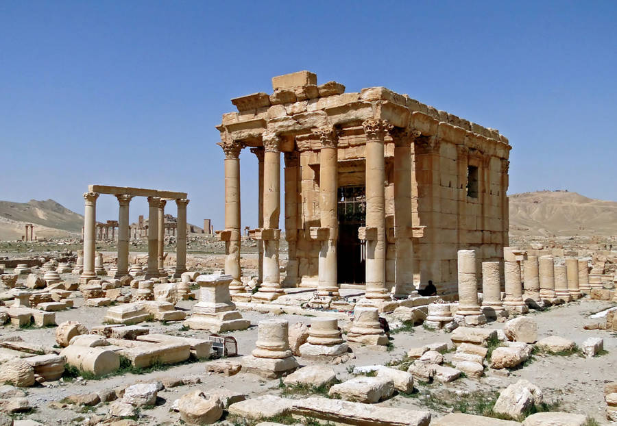 Majestic View Of The Temple Of Baalshamin, Palmyra Wallpaper