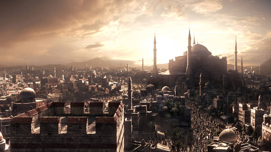 Majestic Walled City Of Civilization 5 Wallpaper