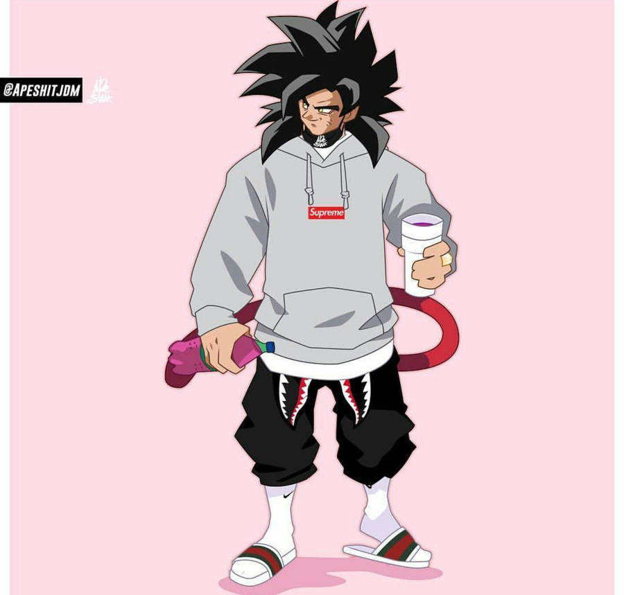 Make A Bold Statement Wherever You Go With Goku Swag Wallpaper
