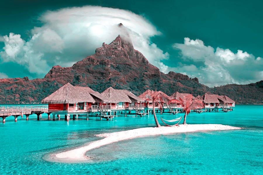 Maldives Resort And Mountain Wallpaper