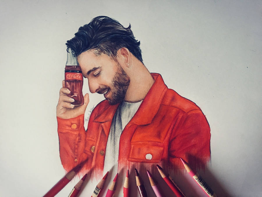 Maluma Color Pencil Drawing Wallpaper