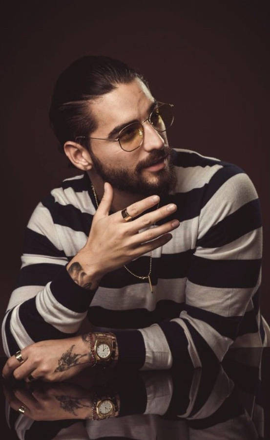 Maluma Striped Shirt Wallpaper