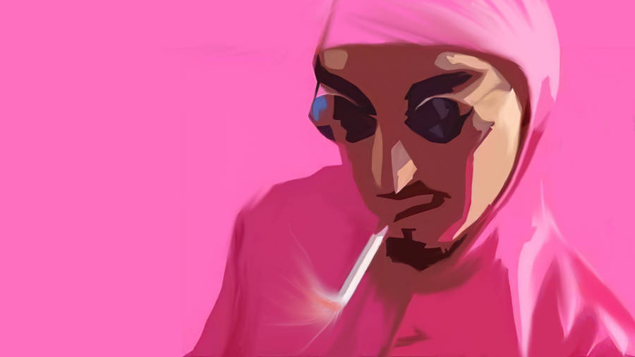 Man In Pink Smoking Vector Wallpaper