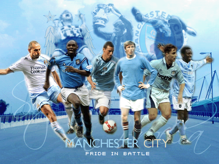 Manchester City Fc Players Blue Desktop Wallpaper