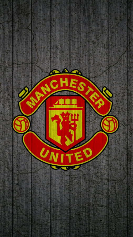 Manchester United Iphone Logo On Wood Wallpaper