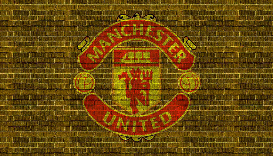 Manchester United Logo In Yellow Brick Wallpaper