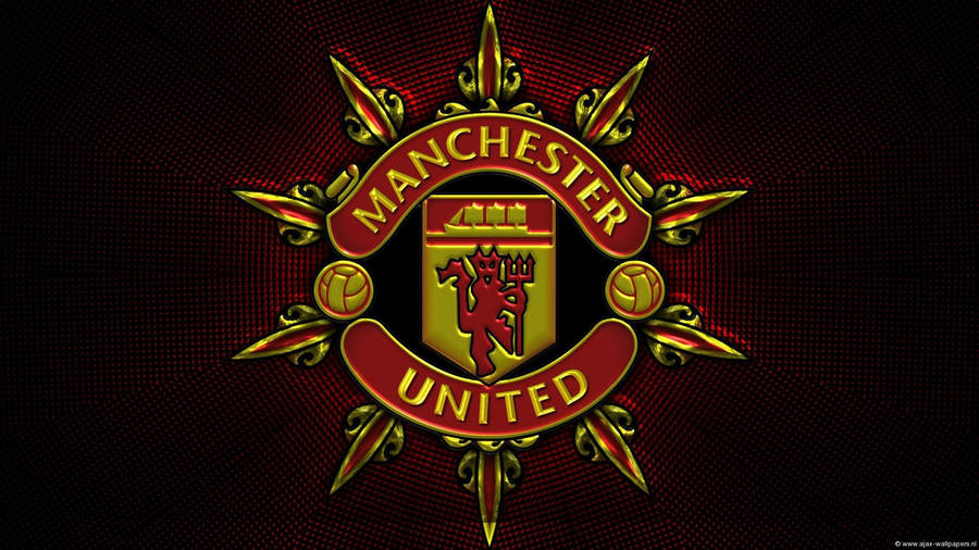 Manchester United Logo Ornate Gold Design Wallpaper
