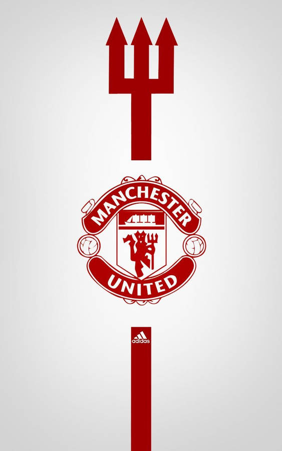 Manchester United Logo With Red Trident Wallpaper