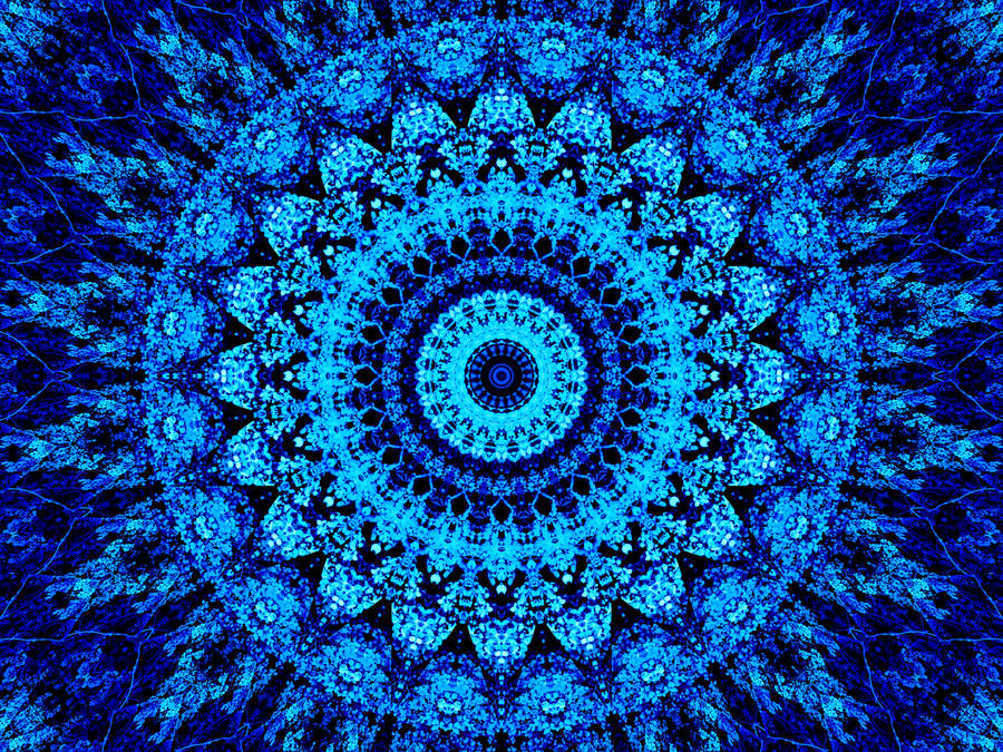 Mandala Blue Circle Pattern Wallpaper