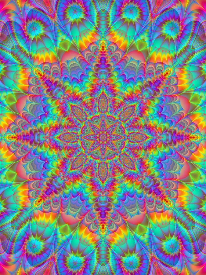 Mandala Neon Kaleidoscope Wallpaper