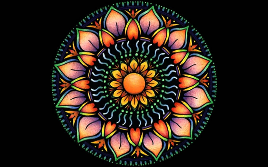 Mandala Orange Flower Wallpaper