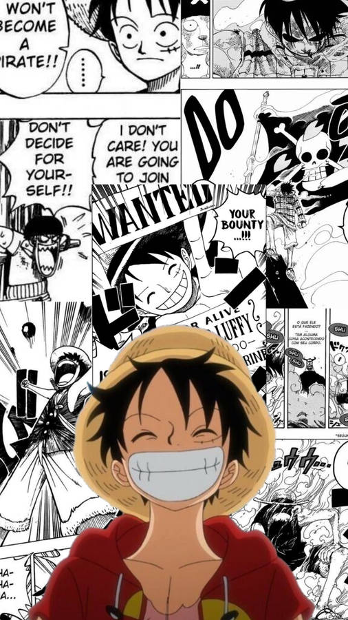 Manga Panel And Luffy Smile Wallpaper