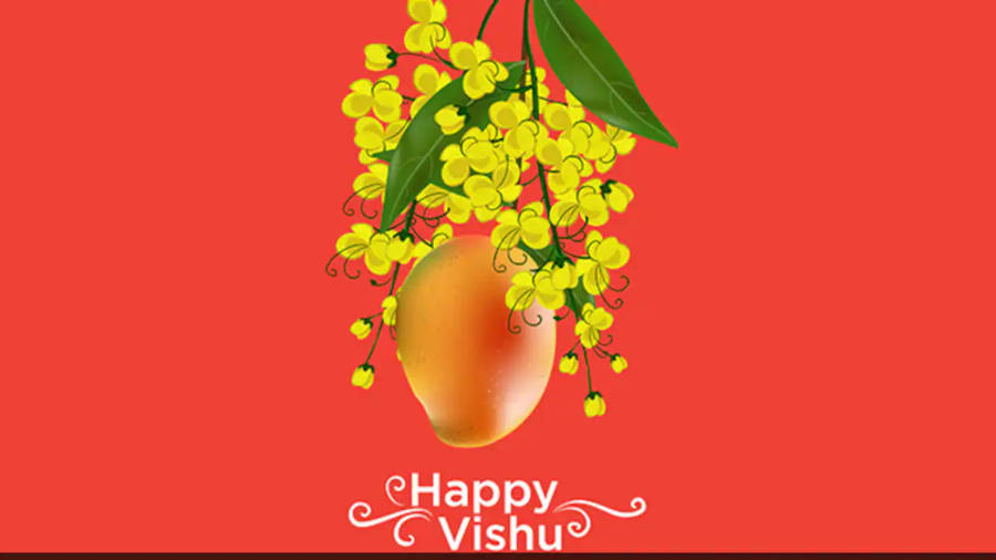 Mango And Flowers For Happy Vishu Celebration Wallpaper