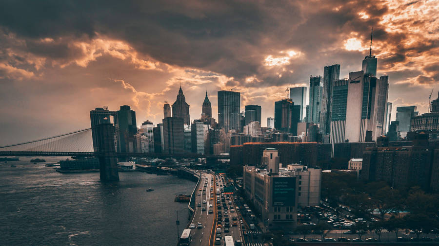 Manhattan Dark Cloudy Wallpaper