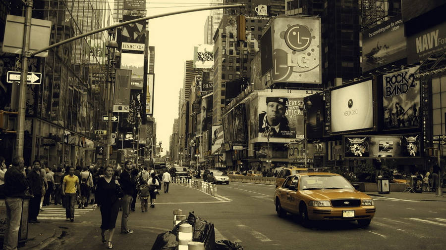 Manhattan Streets People Wallpaper