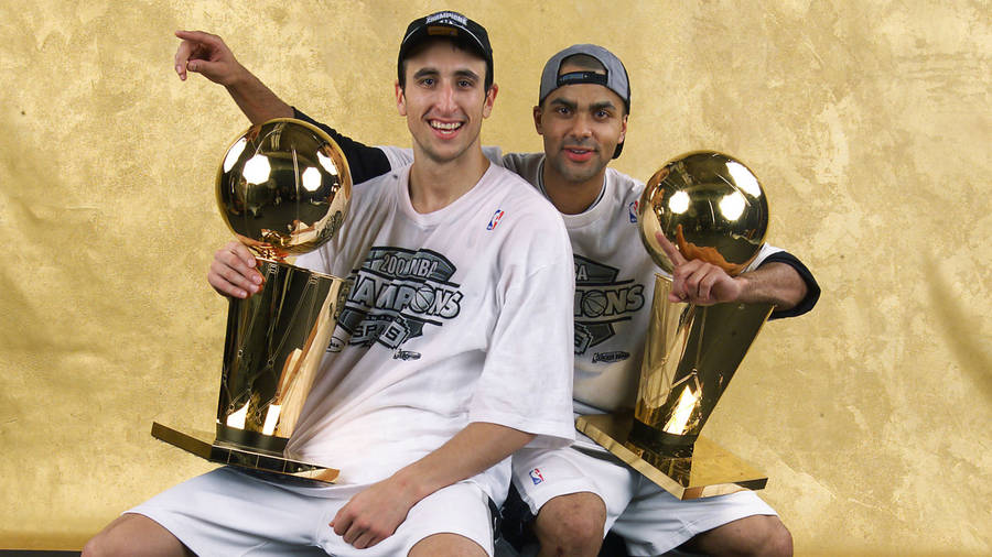 Manu Ginobili And Tony Parker Trophies Wallpaper