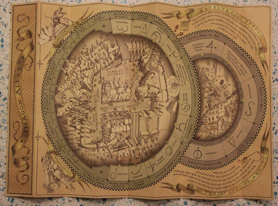 Marauders Map With Circular Design Wallpaper