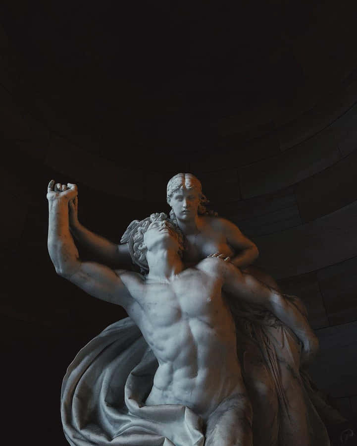 Marble Statue Dramatic Pose Wallpaper