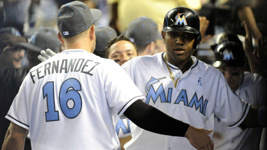 Marcell Ozuna Greeting José Fernández Wallpaper