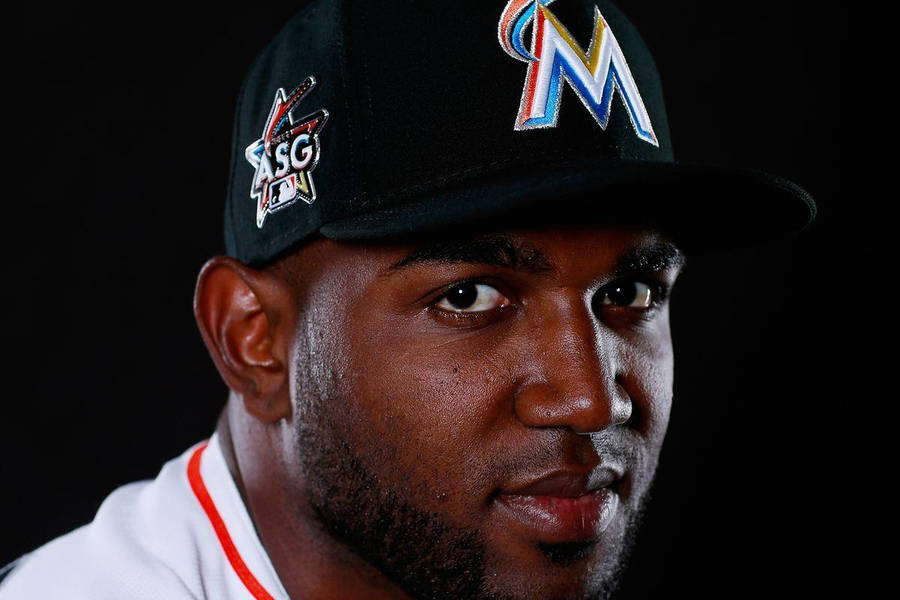 Marcell Ozuna In Black Background Wallpaper