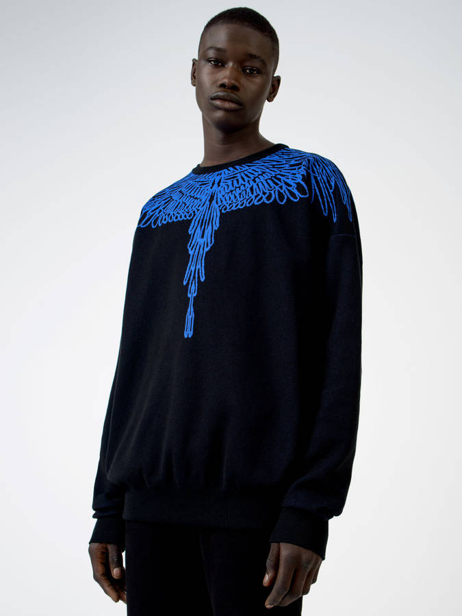 Marcelo Burlon Blue Wings Print Hoodie Wallpaper