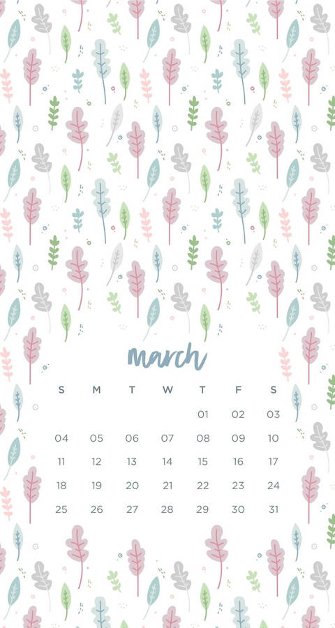 March Calendar In Portrait Wallpaper