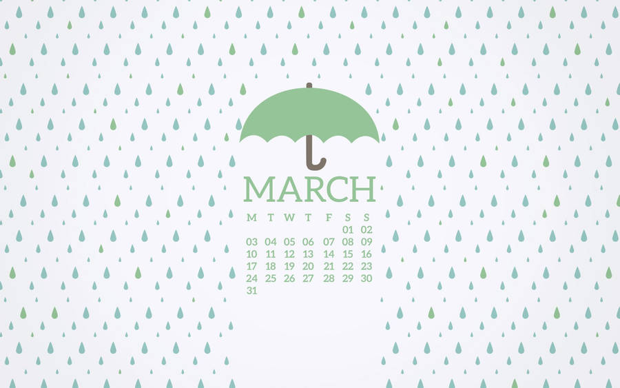 March Calendar With Umbrella Wallpaper