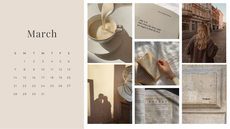 March Minimalist Mood Board Wallpaper