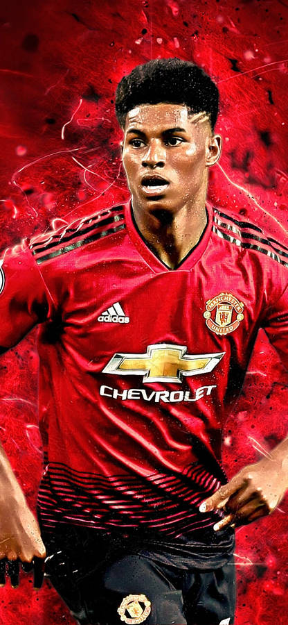 Marcus Rashford In Action On The Football Field Wallpaper