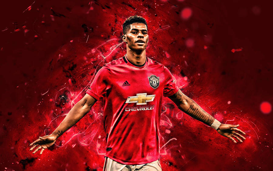 Marcus Rashford Red Abstract Fan Art Wallpaper