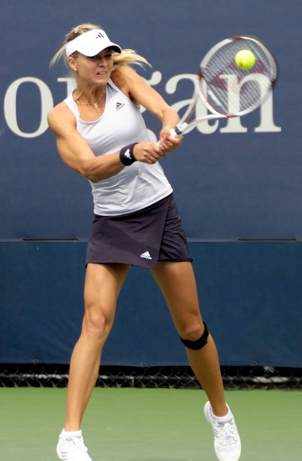 Maria Kirilenko Holding Racket Both Hands Wallpaper