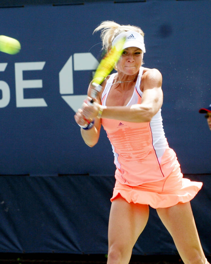 Maria Kirilenko In Action During A Tennis Match Wallpaper