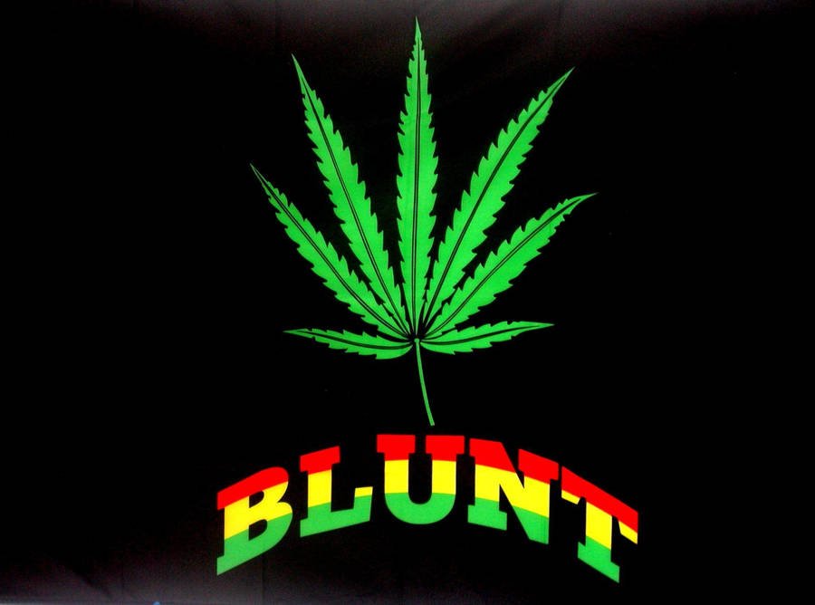 Marijuana Leaf And Blunt Text Wallpaper