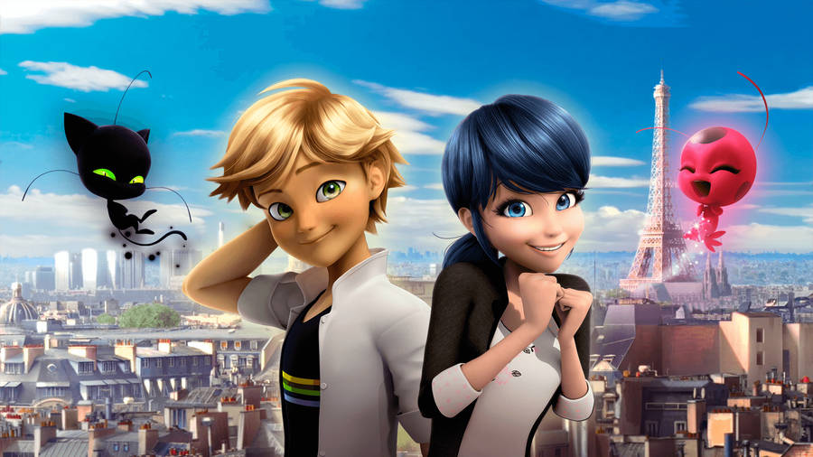 Marinette With Adrien Agreste Wallpaper