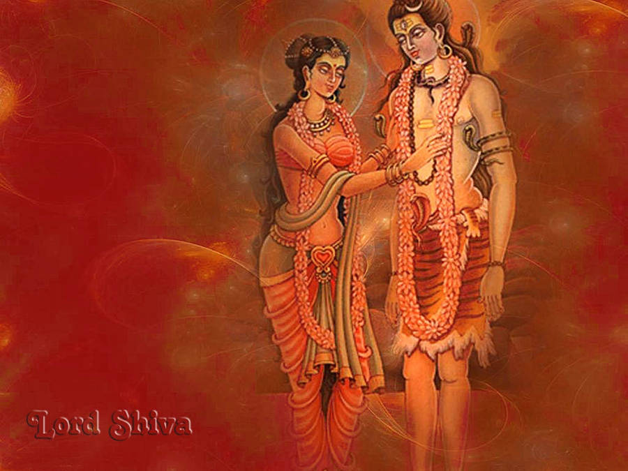 Marriage Of Shiva Parvati Painting Wallpaper