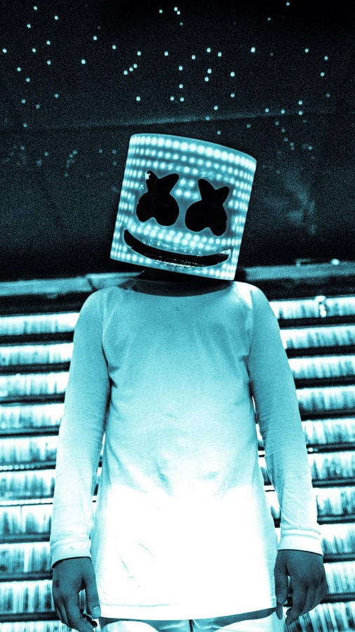 Marshmello Iphone Blue Lights Wallpaper