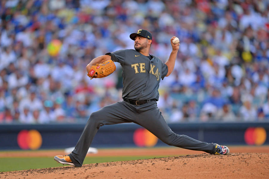 Martin Perez Playing Baseball With Crowd Wallpaper