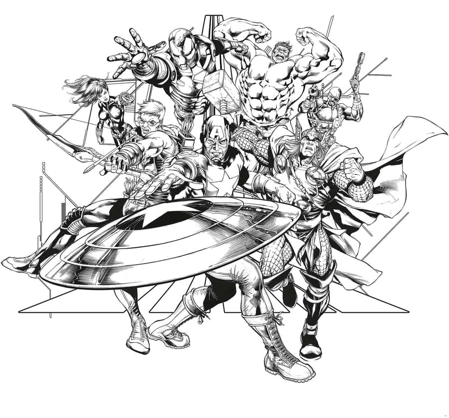 Marvel Black And White Avengers With Hawkeye Wallpaper