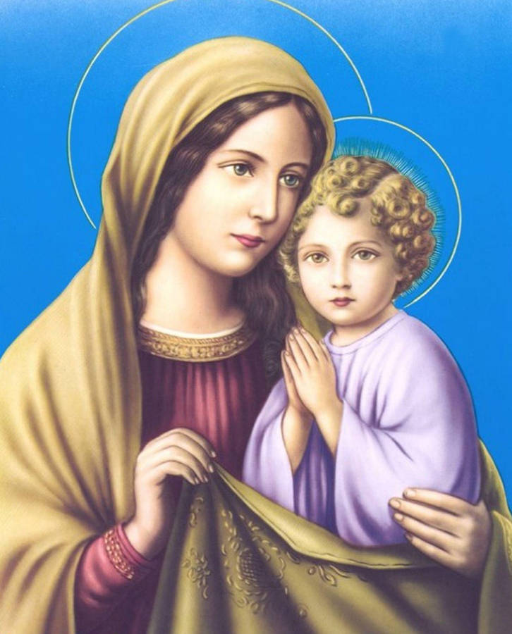 Mary And Jesus Holding Wallpaper