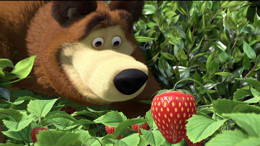 Masha And The Bear Strawberry Picking Wallpaper