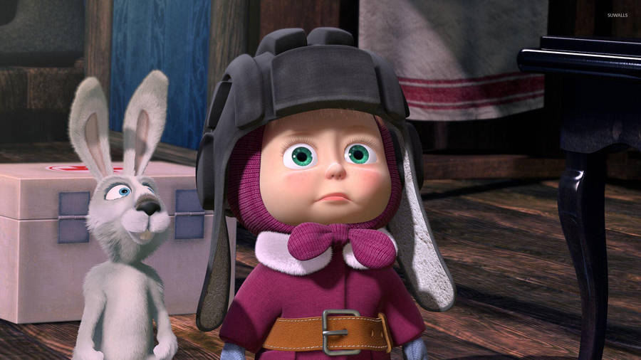 Masha And The Bear With Rabbit Wallpaper